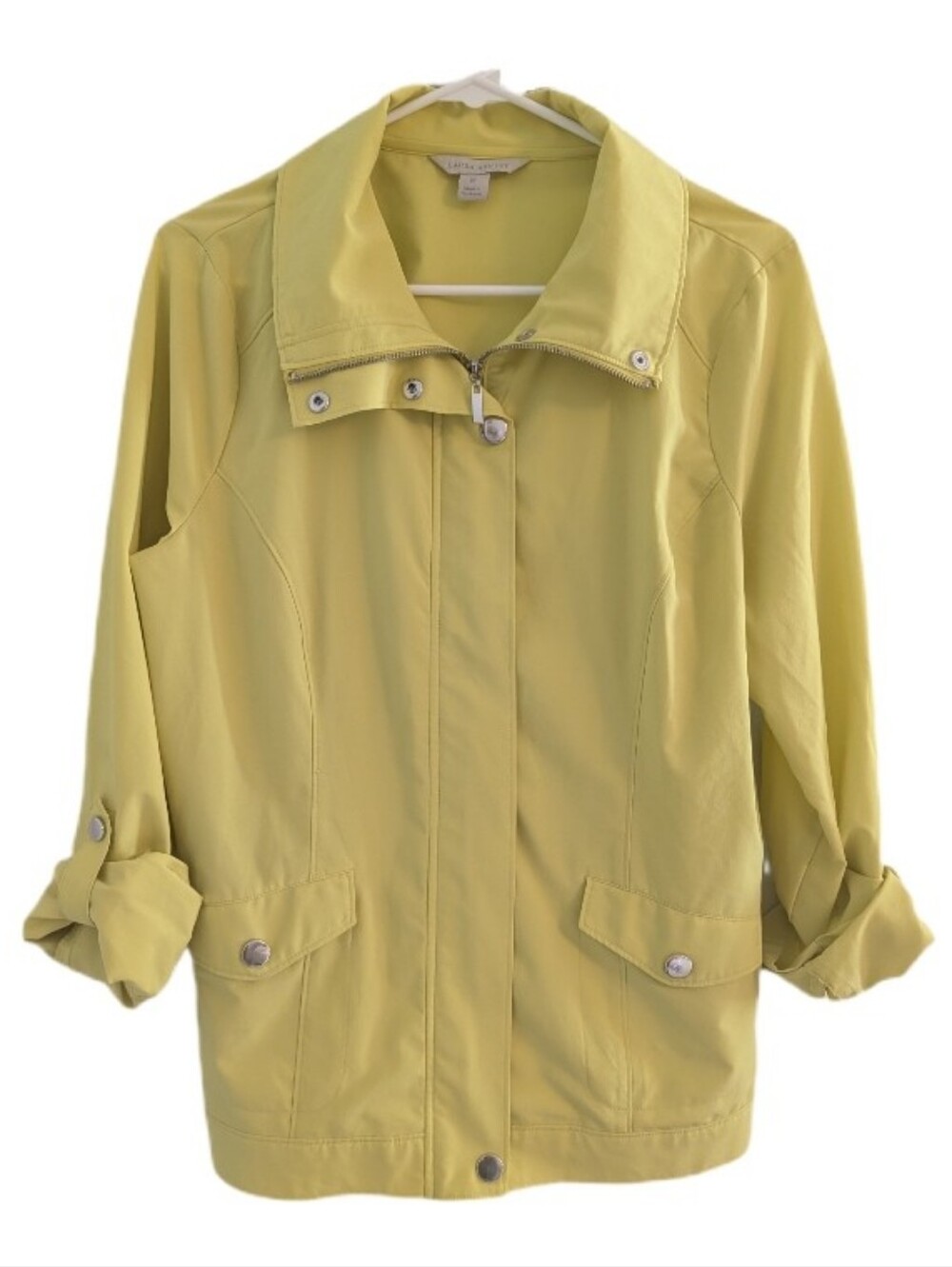 Laura Ashley Bright Yellow Jacket with Roll-Tab Sleeves M